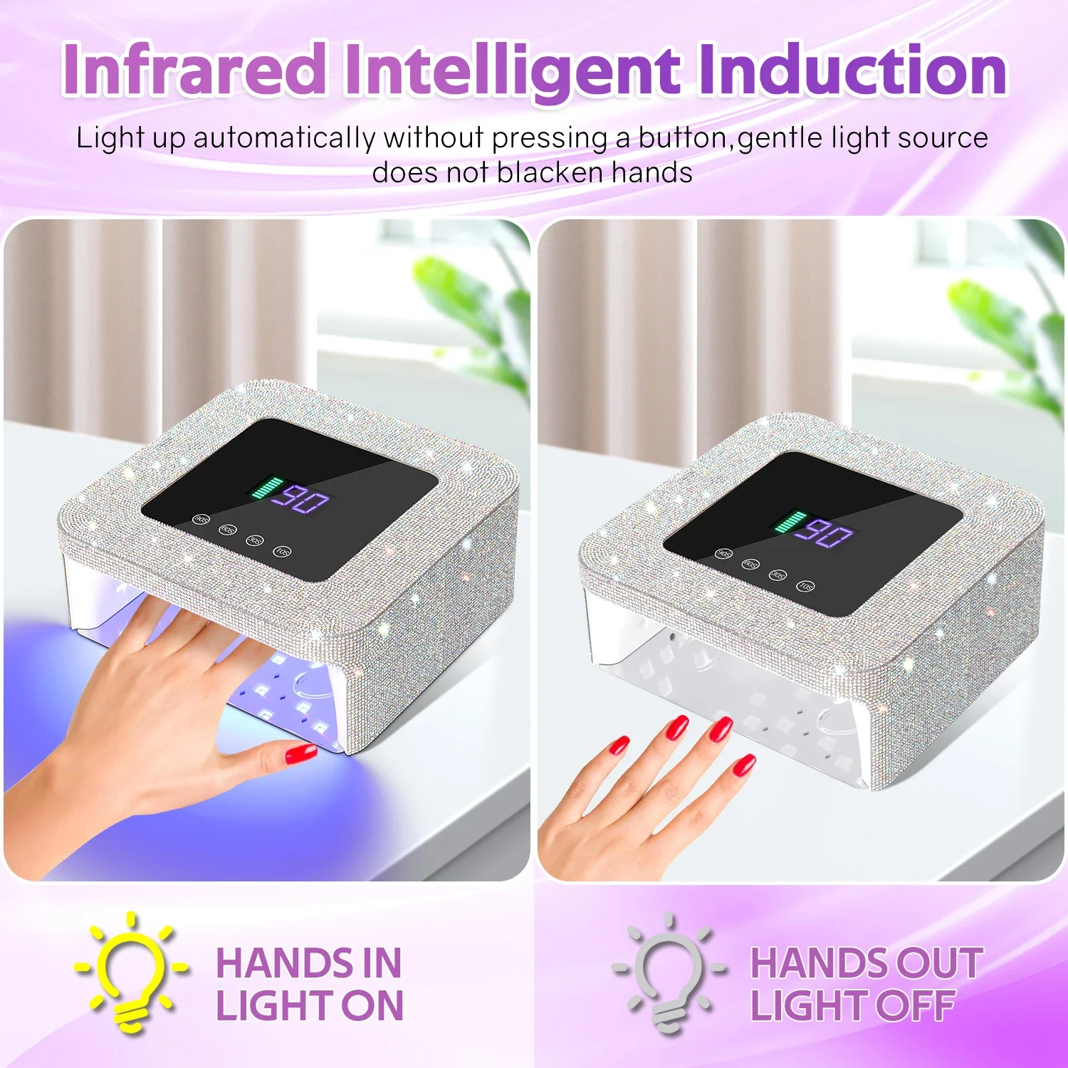 33w uv led lâmpada do prego 39leds sem fio secador de unhas com 4 configurações temporizador recarregável uv manicure cabine lâmpada ferramentas da arte do prego