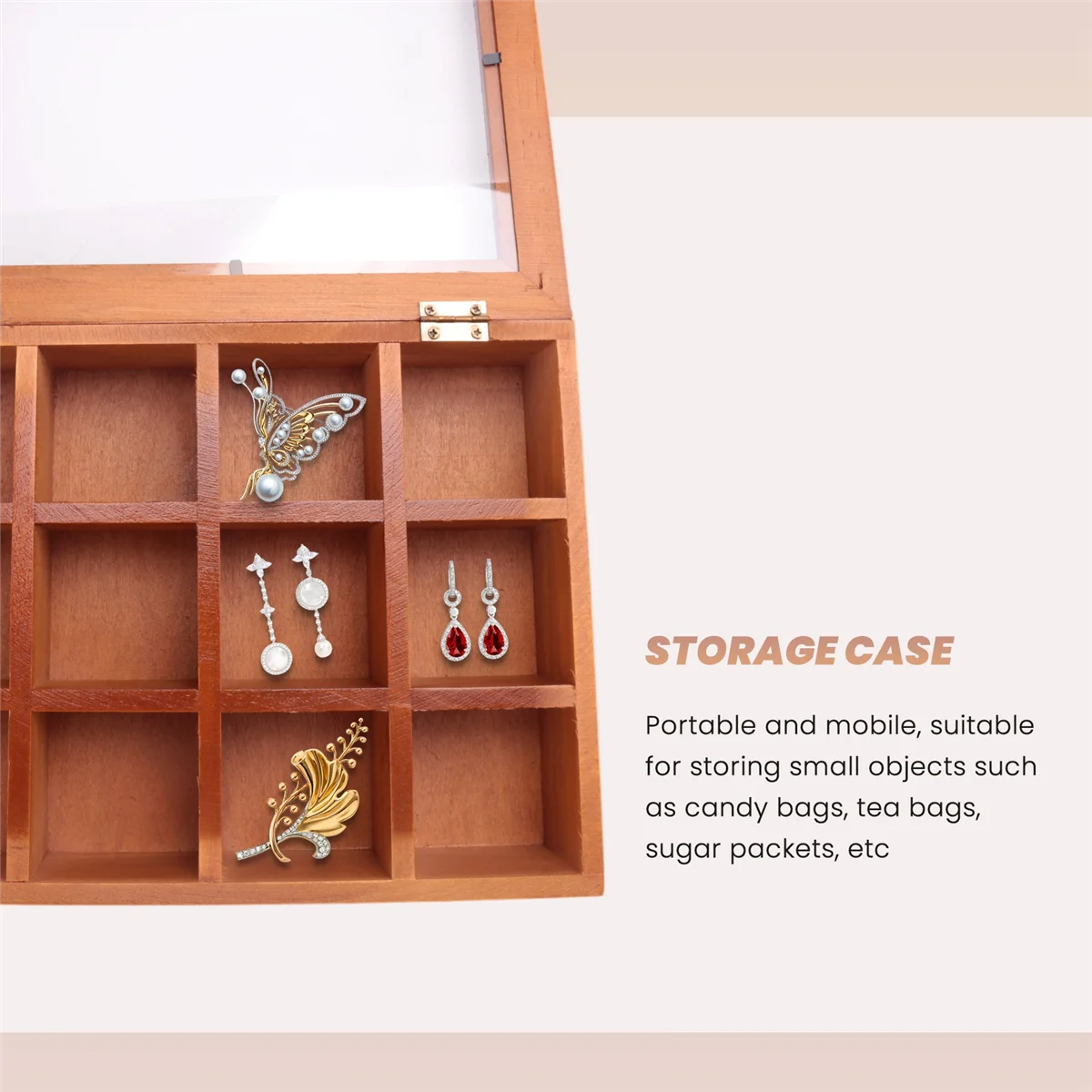 Новый деревянный держатель для чайных пакетиков с 12 сетками, пакеты для сахара, пакеты для специй, футляр для хранения, коробки для пакетиков для кофе быстрого приготовления с прозрачной крышкой