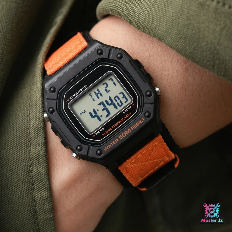 For Casio AE1200 Square Watch 18mm Nylon Velcro Watch Strap Quick Release Breathable Sport Band With 316 Stainless Steel Case
