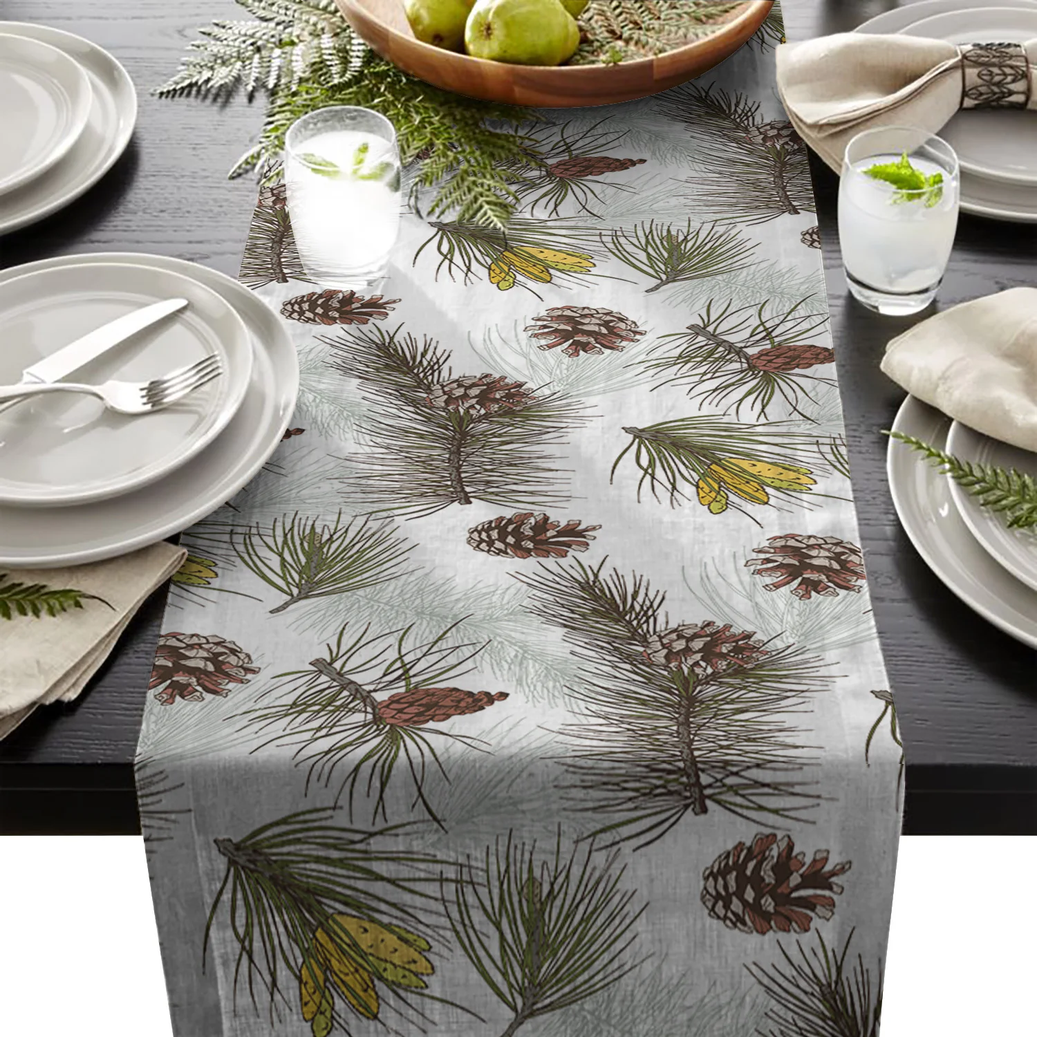 Pine Cone Merry Christams Printed Table Runner Christmas Decorations for Home Table Runners for Wedding Party Modern Home Decor