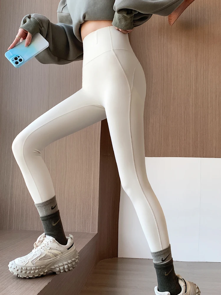 White ark Skin Sports Yoga Pants Women's High Waist Tummy Control Butt Lifting Thin Base Layer Pants Spring Autumn New Arrival