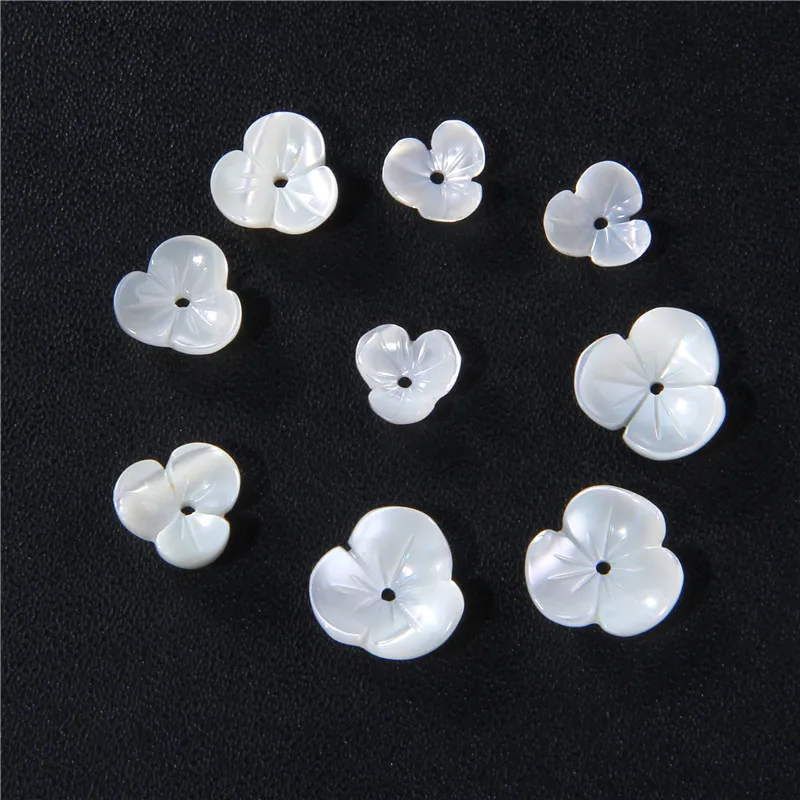 2024 High Quality Pearl White Beads Natural Flower Shape Shell Bead Mother of Pearl Charm Beads for Jewelry Making Accessories