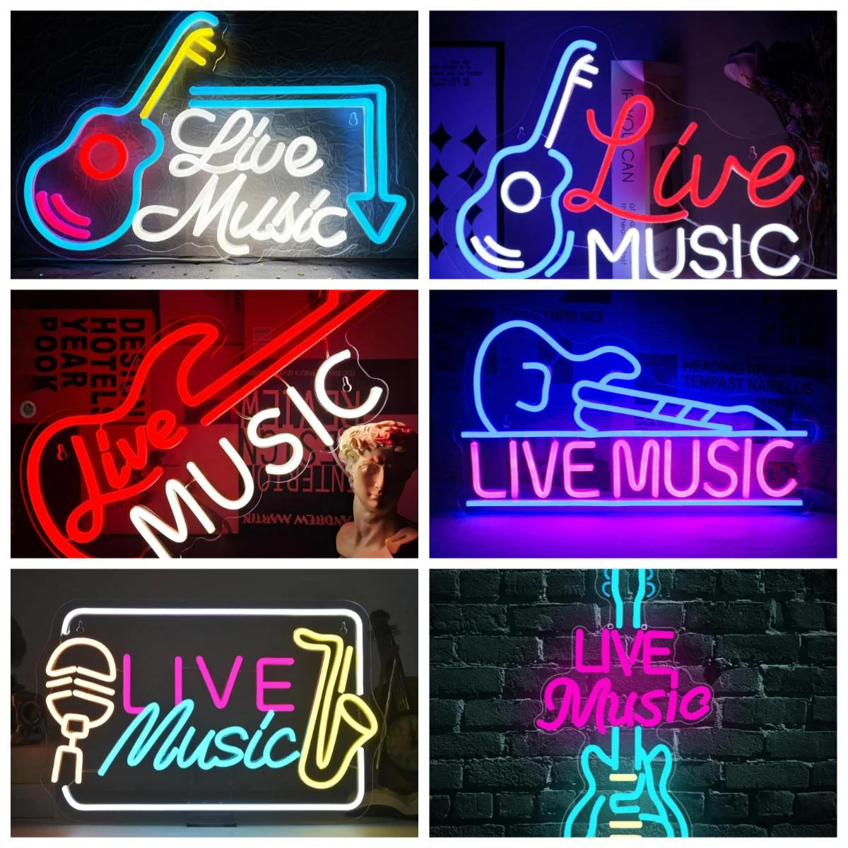 

Live Music Neon Sign USB Dimmable LED Light for Studio Guitar Bar Concert Party Man Cave Room Bedroom Home Wall Art Decoration
