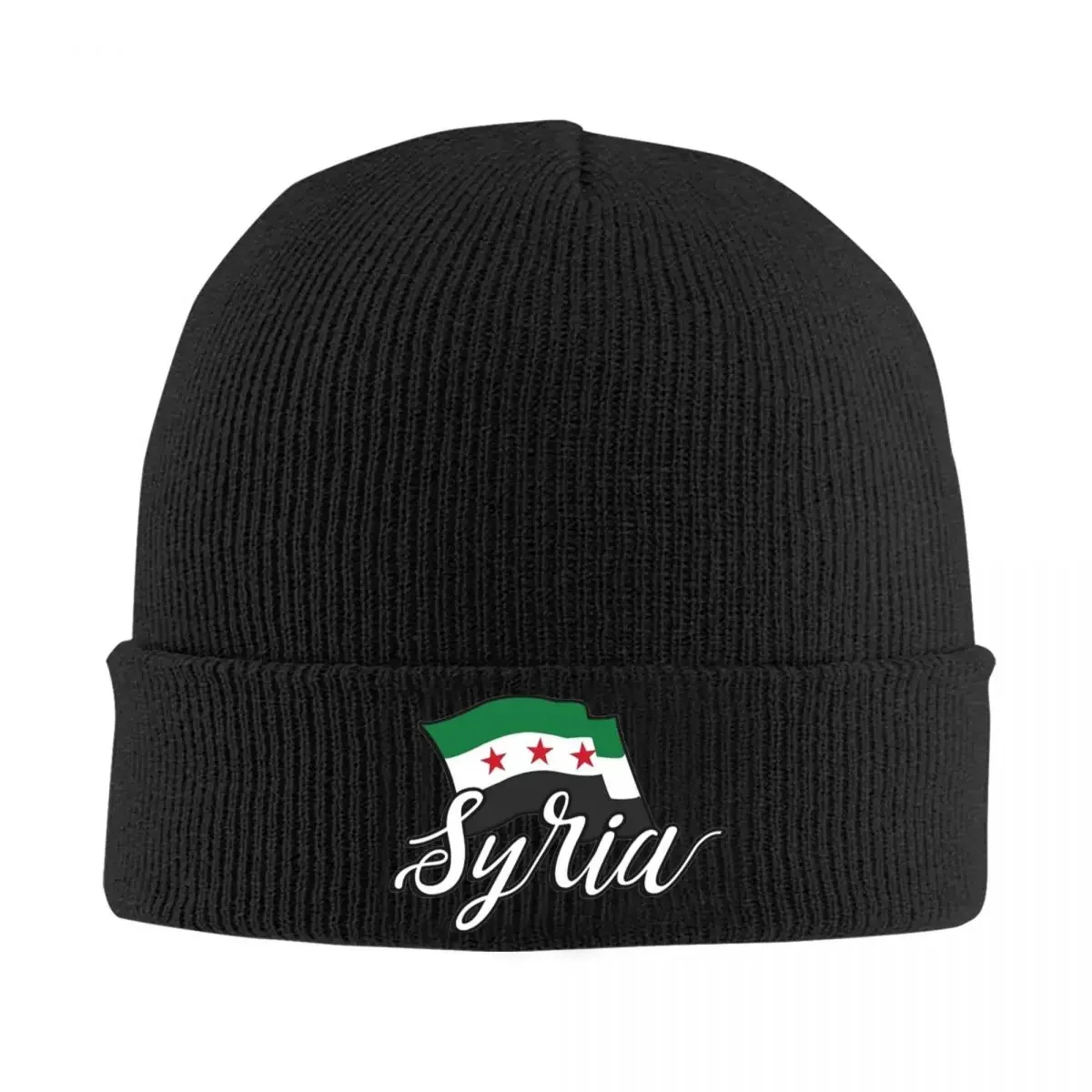 Syria Flag Beanie Hats Syrian Map Bonnet Hats Adult Unisex Fashion Hippie Knitted Hat Autumn Graphic Head Wrap Caps