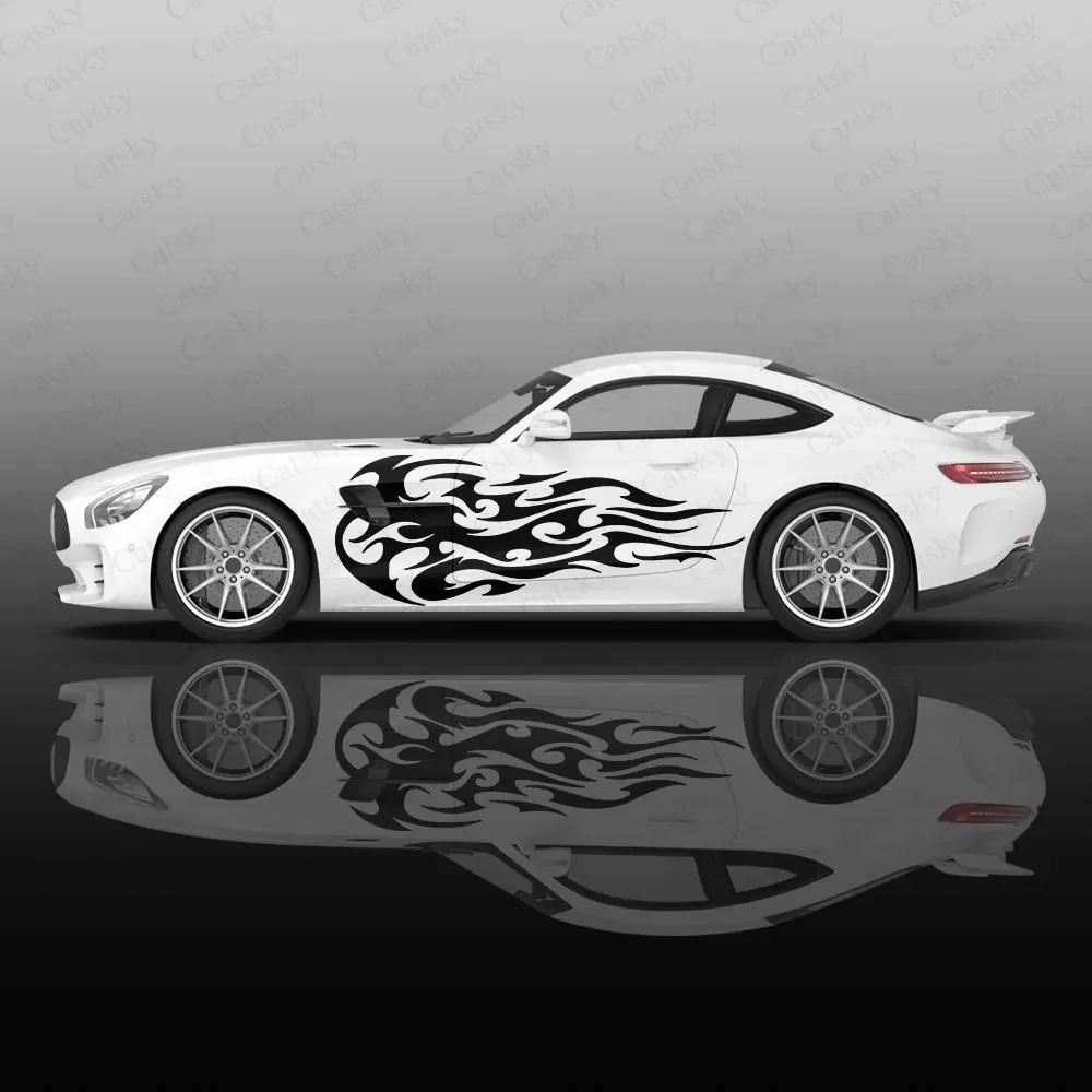 불규칙 불꽃 자동차 스티커, 범용 개조 레이싱 페인트 자동차 스티커, 측면 포장 그래픽 통증 자동차 스티커, 2 개