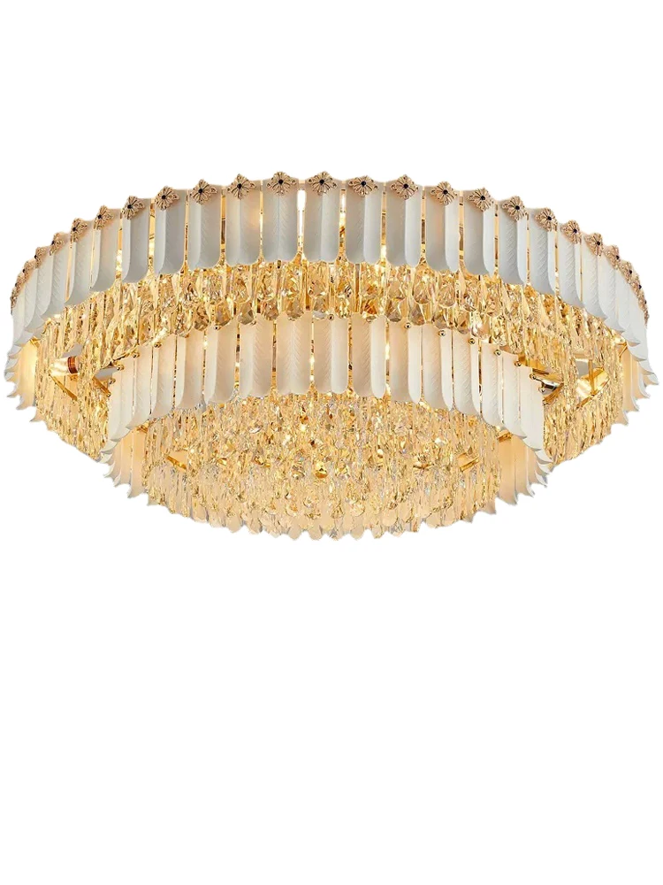 

Modern Crystal Ceiling Chandelier 2024 White Ceramic Ceiling Lamps Home Decor Led Lustres Cristal Lampara for Living Room