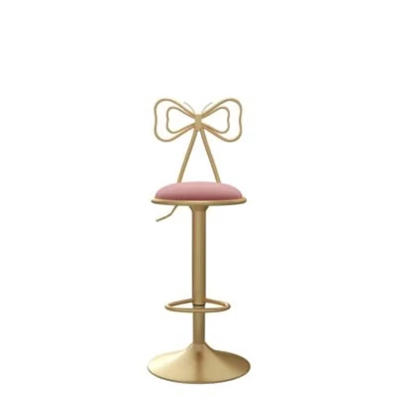 | Bamboo Bar Stool Adjustable Height Swivel Backrest Nordic Light Luxury Minimalist Metal Base Farmhouse Front Desk High Stool