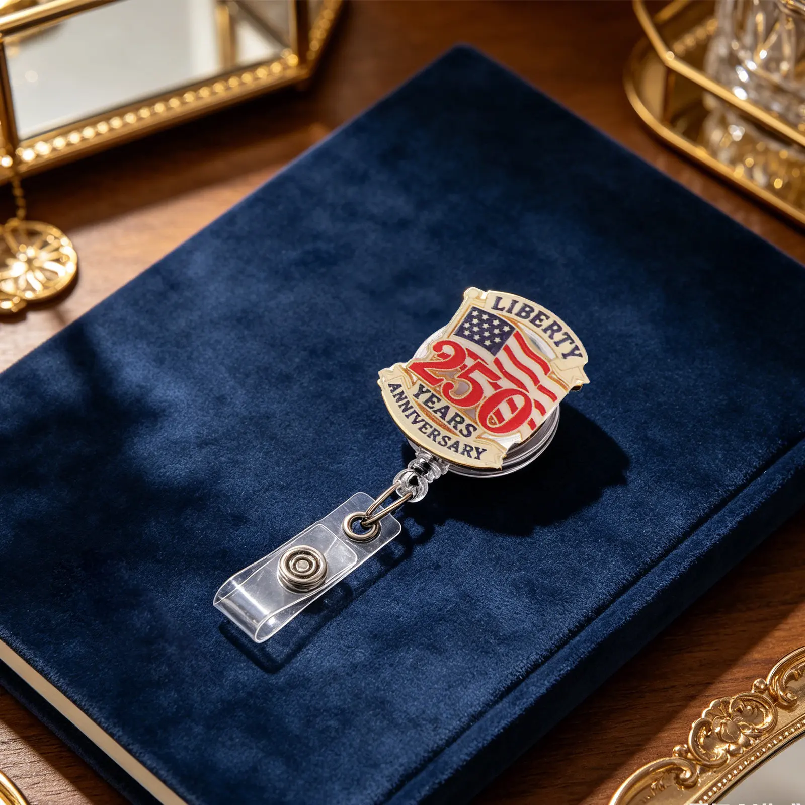 5Pcs Us 250 Years Souvenir Badge Reel Retractable Id Badge Holder Alligator Clip Staff Teacher Office Employee