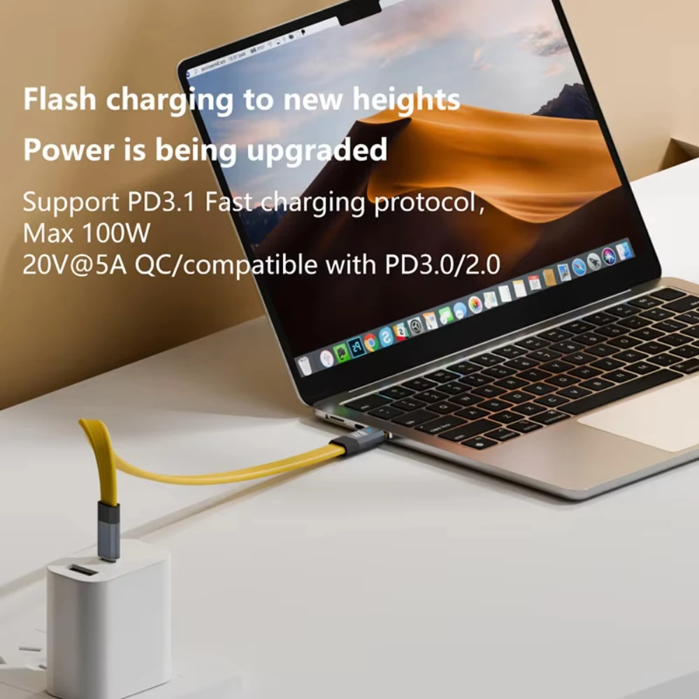 NNBILI PD 100 واط قصير USB C إلى USB C كابل شحن سريع 5A USB C الحبل USB3.2 20Gbps نقل البيانات 8K @ 60 هرتز كابل شحن البيانات المسطحة #6