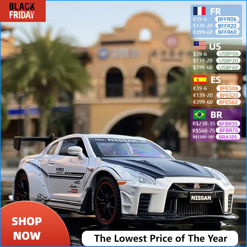 1:32 Nissan Skyline Ares GTR R34 R35 Alloy Sports Car Model Diecasts Metal Toy Racing Car Model Simulation Collection Kids Gifts