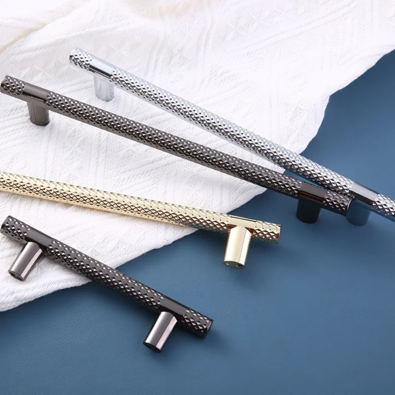 Textured Aluminum Handles Carved Metal Cabinet Pull Bar Handle Wardrobe Drawer Bar Knobs Furniture Hardware