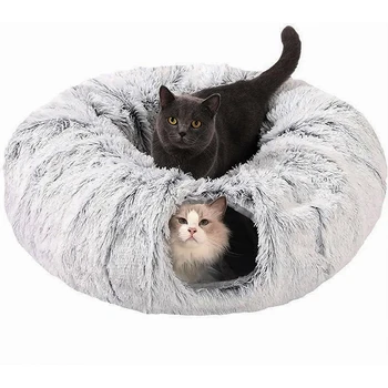 Plush Foldable Cat Tunnel Bed 1