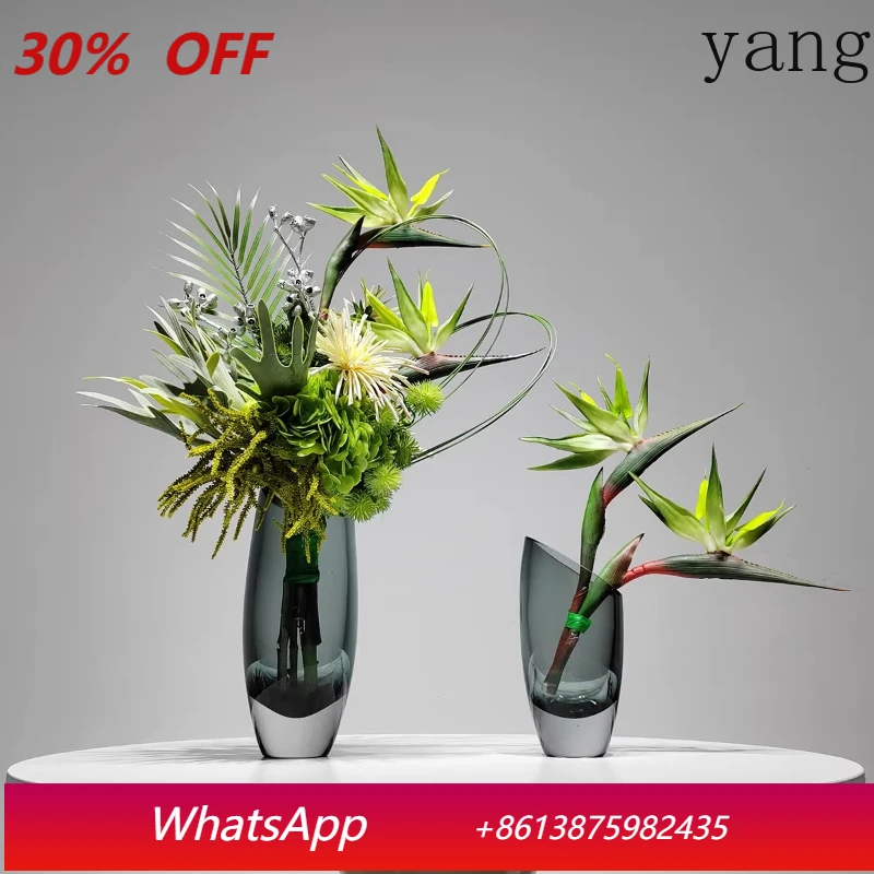 

LH Modern Simple Creative Glass Vase Simulation Flower Art Dining Table Decoration Ornament
