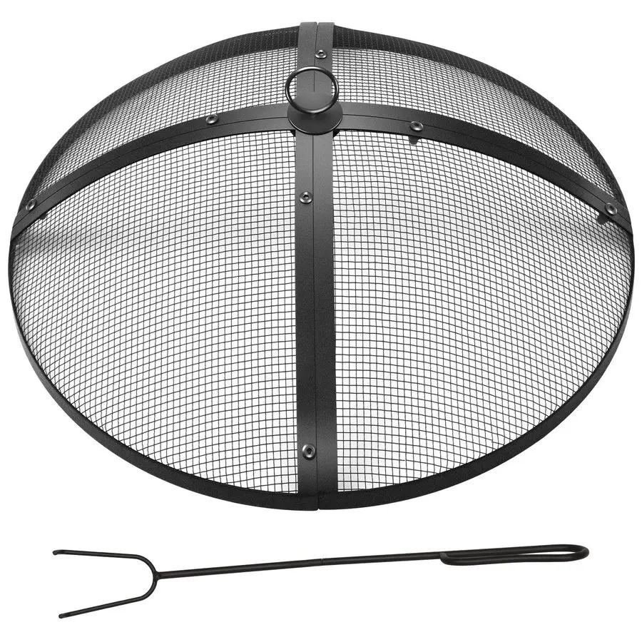 

22 Inch Heavy Duty Fire Pit Spark Screen Round Mesh Fire Pit Cover Fire Pit Lid Fire Pit Mesh Screen with Handle and Lifter Tool