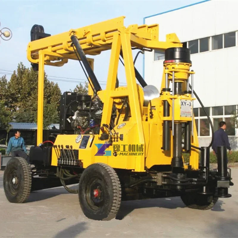 Drilling Depth Pneumatic DTH Portable Mountain Rock Soil Underground Water Well Drilling Rig Machine Driven By Diesel Engine