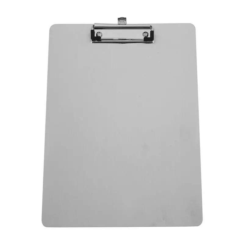 A01K-Metal Clipboard Folder A4 Stainless Steel Clip Board Bill Storage Folder Writing File Board Menu Splint For Business