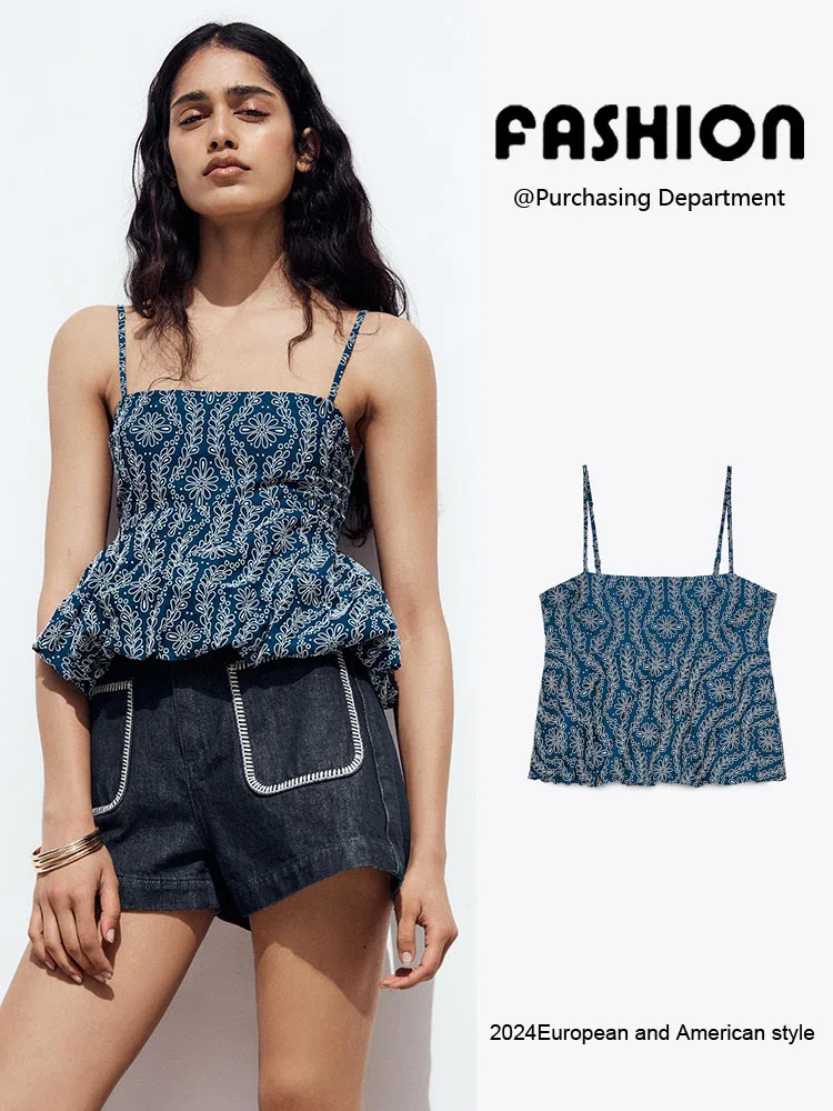 

New Summer Women's Strapless Embroidered Fashion Casual Top Glued Hollow out Design Ethnic Stage Costume Tunic Blouse