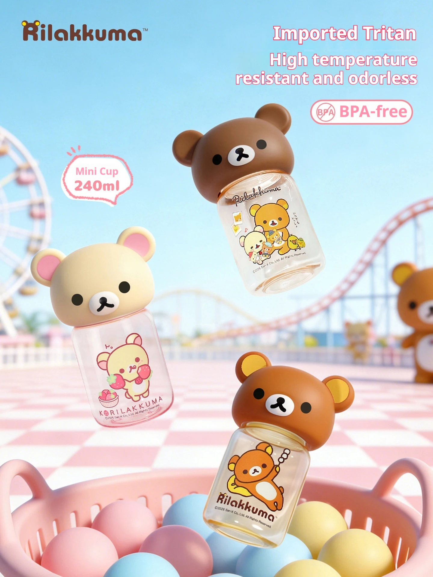Portable Bottle Warmer - 2026 Rilakkuma Plastic 240ml/560ml Water Bottle
