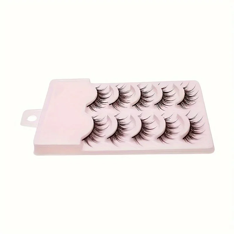 5-Pairs Fluffy & Soft 3D Cross Style False Eyelashes - Natural Look, Enhances Makeup, Lightweight, Reusable Lashes Set