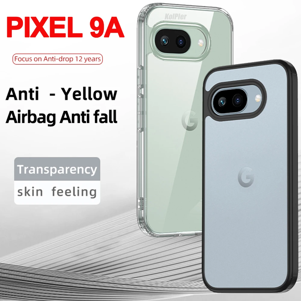 Case for Google Pixel 9A Pixel9A 5G Clear Back Cover Soft TPU Silicone Frame Matte Translucent Hard Shockproof Airbag Capa 