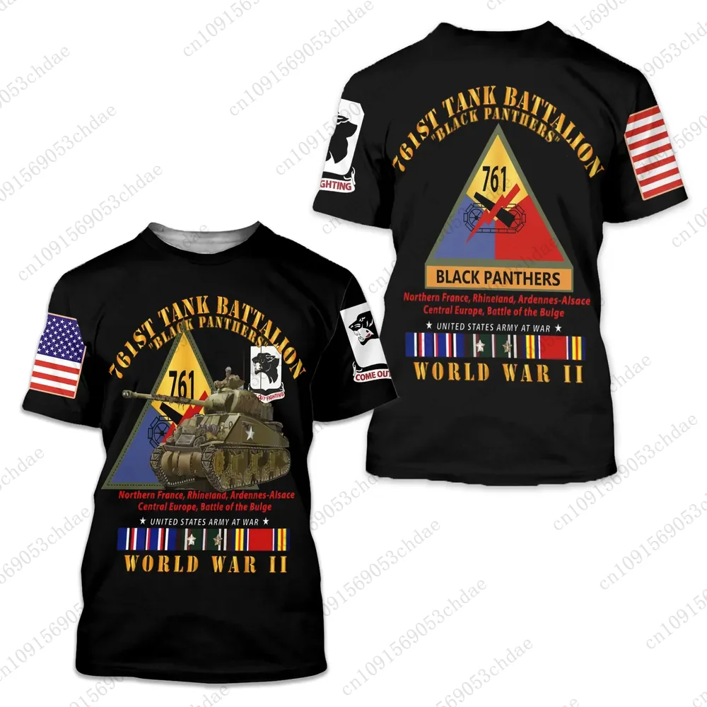 24/25 New Arrival Irritative Men 761st Tank Battalion 3D All Over Printed T-shirt  Hot Selling Military Warfare Style Unisex Tee