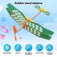 50cm Rubber Band Powered Bipplane Glider Aircraft DIY Foam Plane Model Educational Airplane Toy For Kids Outdoor Sport Toy Gifts