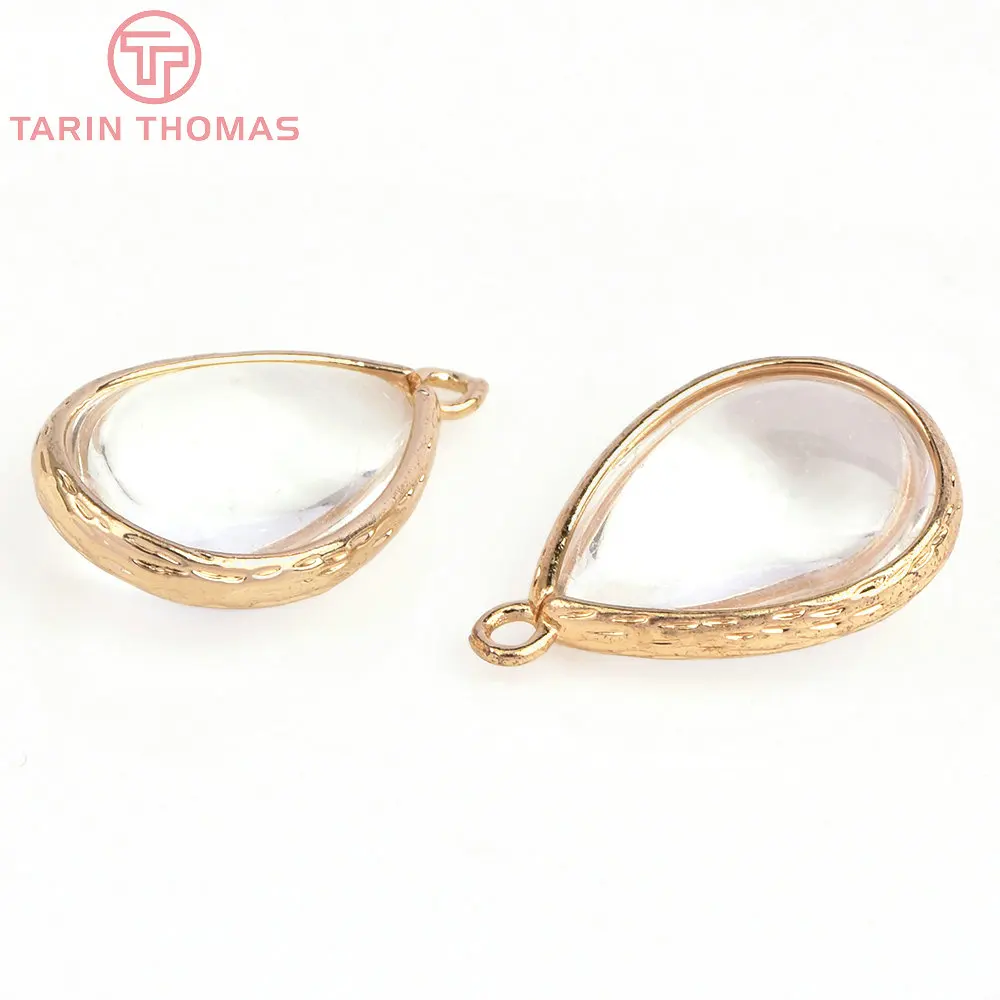 (4122)10PCS 22x14MM 24K Champagner Gold Farbe Messing und Glas Tear Drop Form Charms Anhänger Diy schmuck Erkenntnisse Zubehör – Detail 7