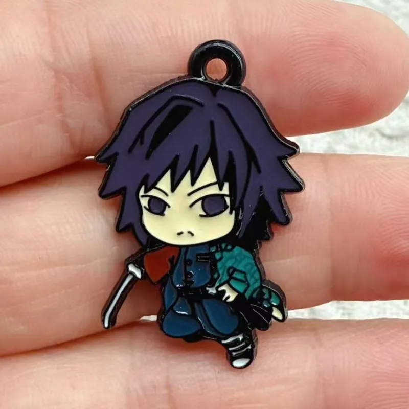 10/20/30Pcs Demon Slayer Kimetsu No Yaiba Blade of Ghost DIY Keychain Metal Handmade Alloy Key Chain Cute Keyring Gift for Fans view 3