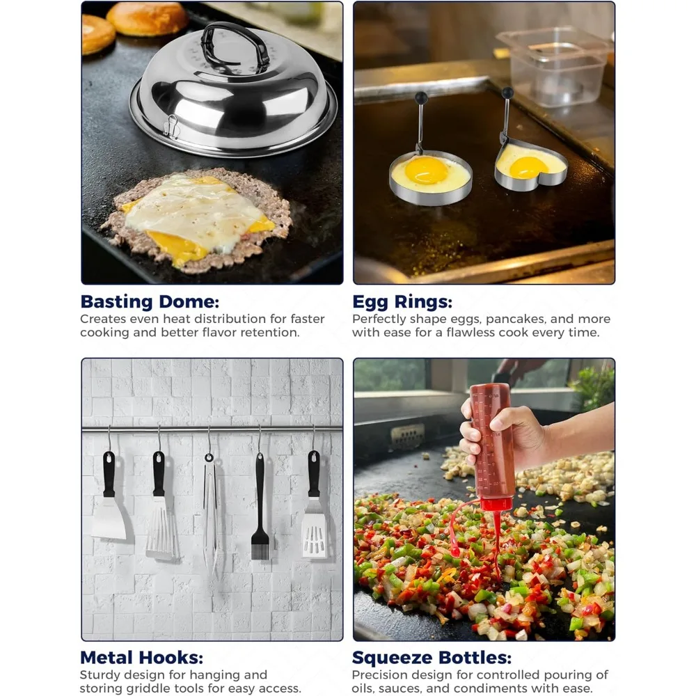 مجموعة ملحقات الشواية المكونة من 36 قطعة من شيفسبوت - مجموعة ملعقة الشواية المسطحة من هيباتشي لشوايات ويبر وبلاكستون، الإفطار #5