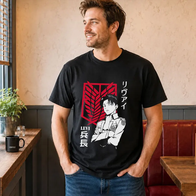 Levi Ackerman Attack on Titan Anime T Shirt, 0809 Manga Casual Streetwear, Unisex Short Sleeve Graphic Tee for Fans