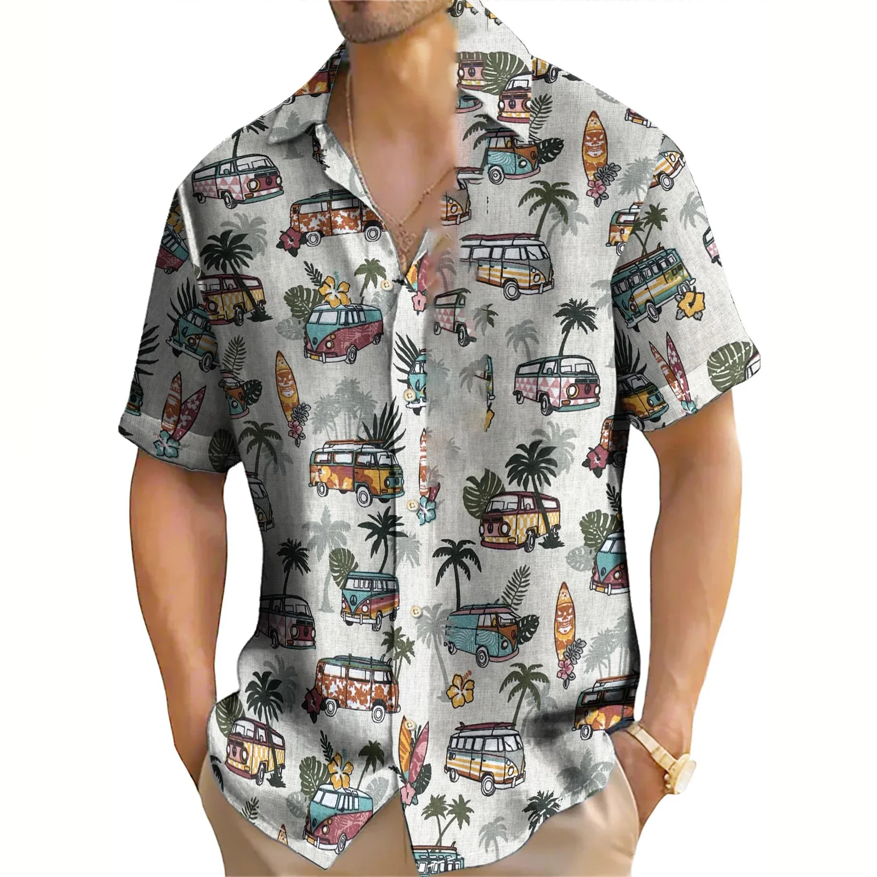 

Hawaiian Men's T-Shirts Summer Short Sleeve Buttons Top Pattern Print Casual Retro Shirt For Men Beach travel Oversized Clothing