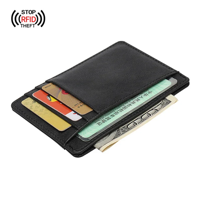 RFID Blocking Sim Credit Card Holder Men Driver's license Slot Male Small Wallet Pocket Money Bag Mini Purse For Women