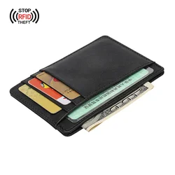 RFID Blocking Sim Credit Card Holder Men Driver's license Slot Male Small Wallet Pocket Money Bag Mini Purse For Women