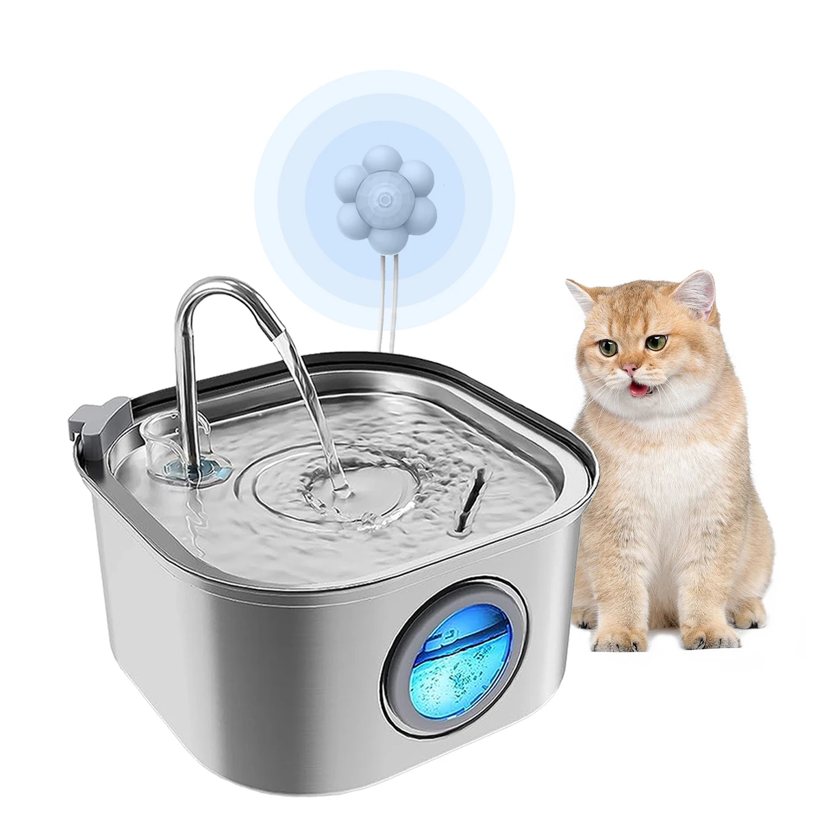 

3.2L Cat Automatic Water Dispenser Pet Smart Induction Water Feeder USB With Filter Stainless Steel Dog Feeder Pet Supplies