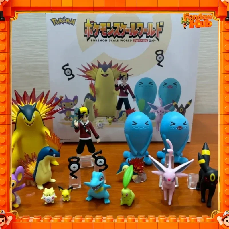 Genuine Bandai Pokemon Scale World Johto Region Cyndaquil Chikorita Pichu Aipom Marill Totodile Umbreon Actiuon Figure Model Toy view 3