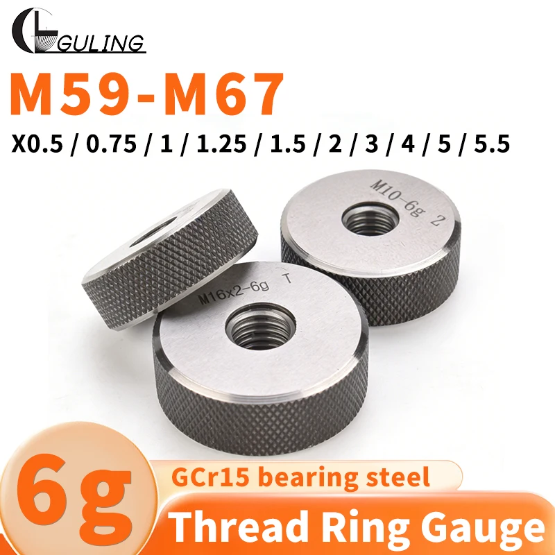 GULING 1SET(1*GO+1*NOGO) 6g Accuracy M59-M67 X0.5/0.75/1/1.25/1.5/2/3/ Metric Standard Fine Tooth Thread Ring Gauge Measure Tool