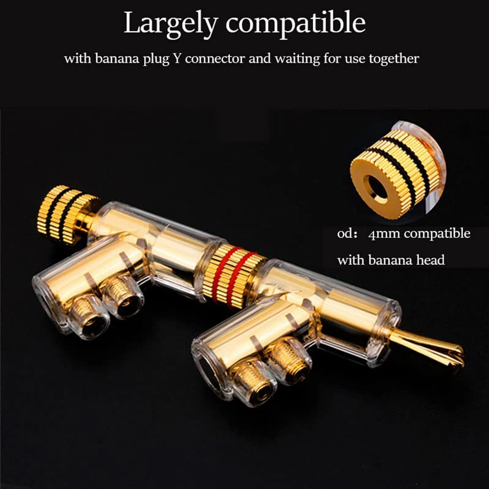 A57G-4Pcs Banana Plugs 45 Degree Angled Banana Connectors Screw Locking Connectors for AV Receiver,Amplifier,Speaker Gold