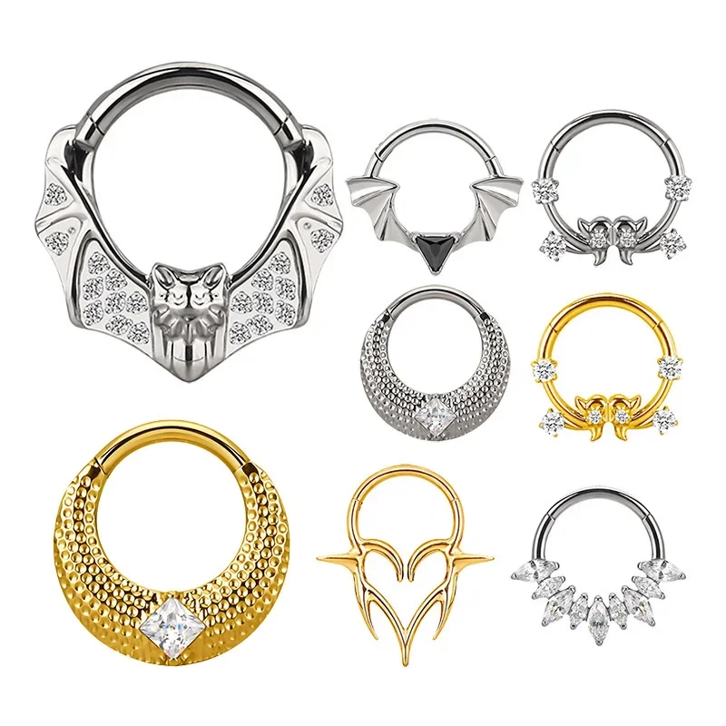 ASTM F-136 Titanium PIERC Nose Ring Ear Tragus Hinged Clicke Nipple Ring Earring Hoops Labret Rings Trendy Piercing Jewellery