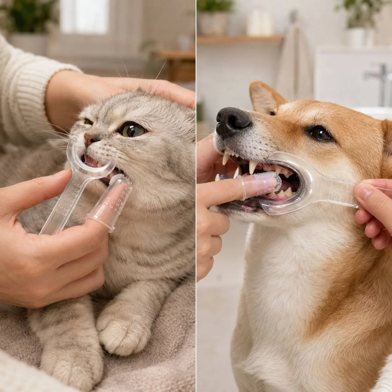 3-teiliges Set zur Mundreinigung für Haustiere, Haustier-Mundöffner und Fingerzahnbürste, Mundpflege für Katzen und Hunde – Detail 3