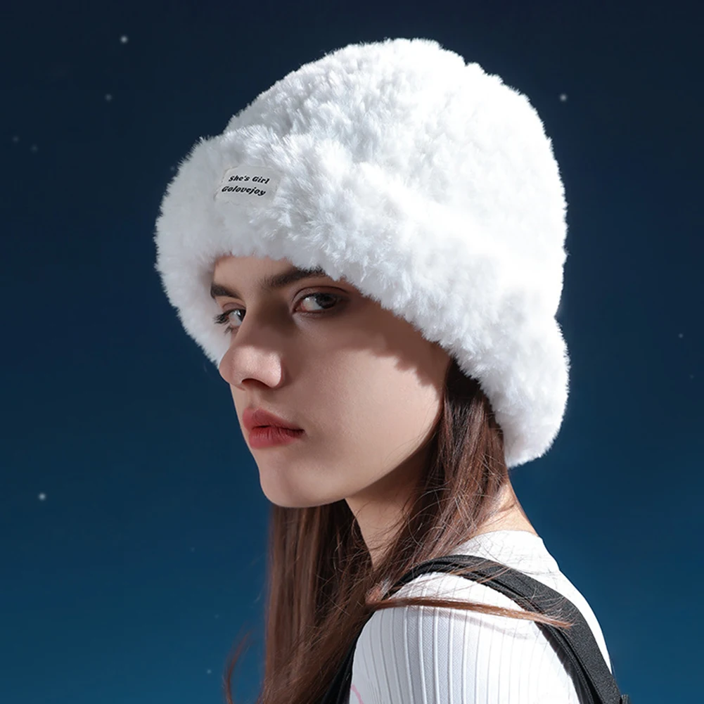 New Winter Women's Fluffy Warm Hat Soft Furry Thick Hat Fashionable Thick Plush Hat Suitable for Outdoor Cycling Activities