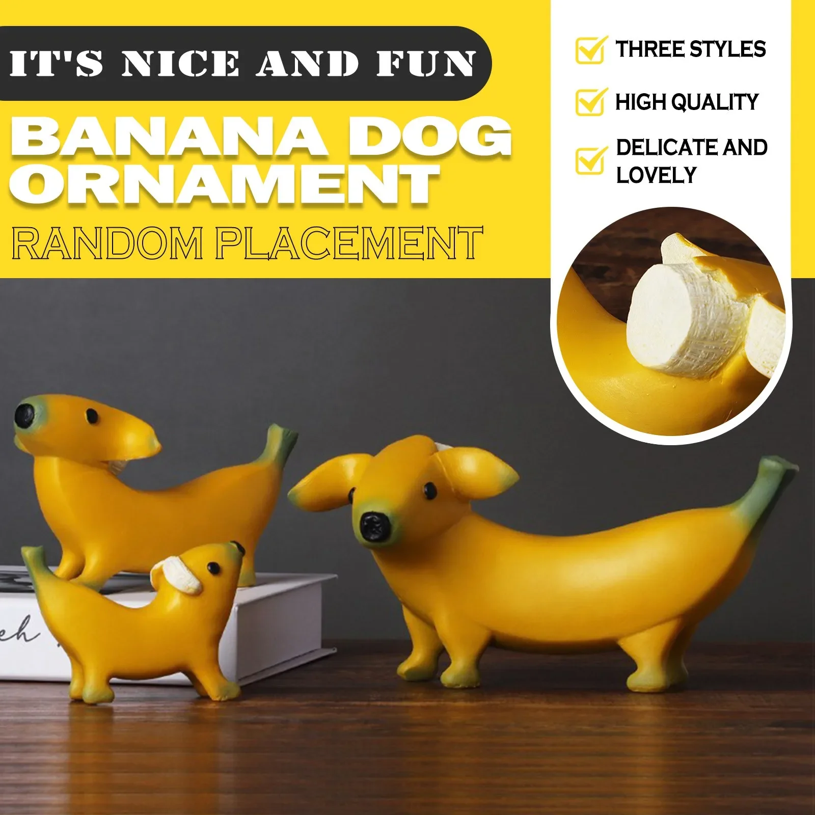 

Funny Art Gnomes Banana Dog Statue, Creative Resin Figurines Ornaments, Suitable for Indoor and Outdoor Decoration Such As Lawns