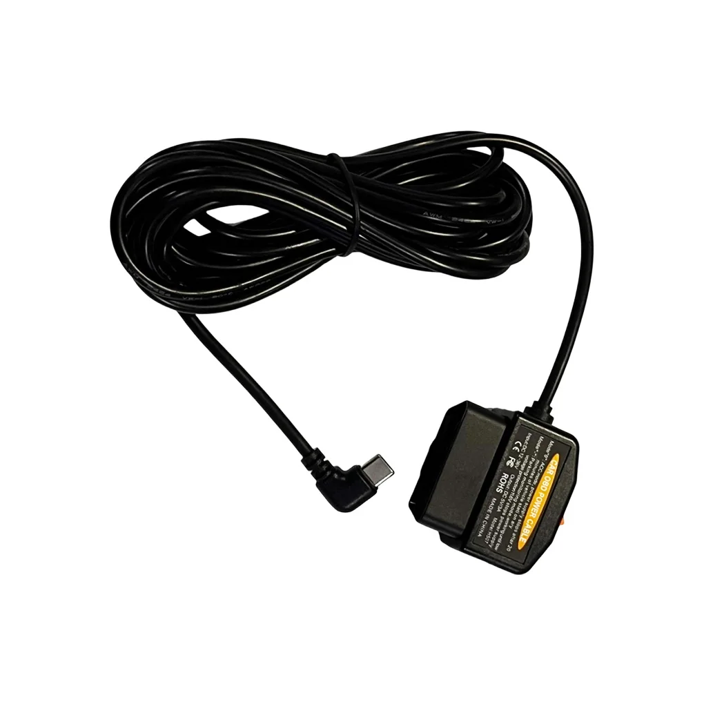 

Кабель питания OBDII для камеры приборной панели Кабель питания OBDII Адаптер OBD-Type-C 12-24 В до 5 В/3 А