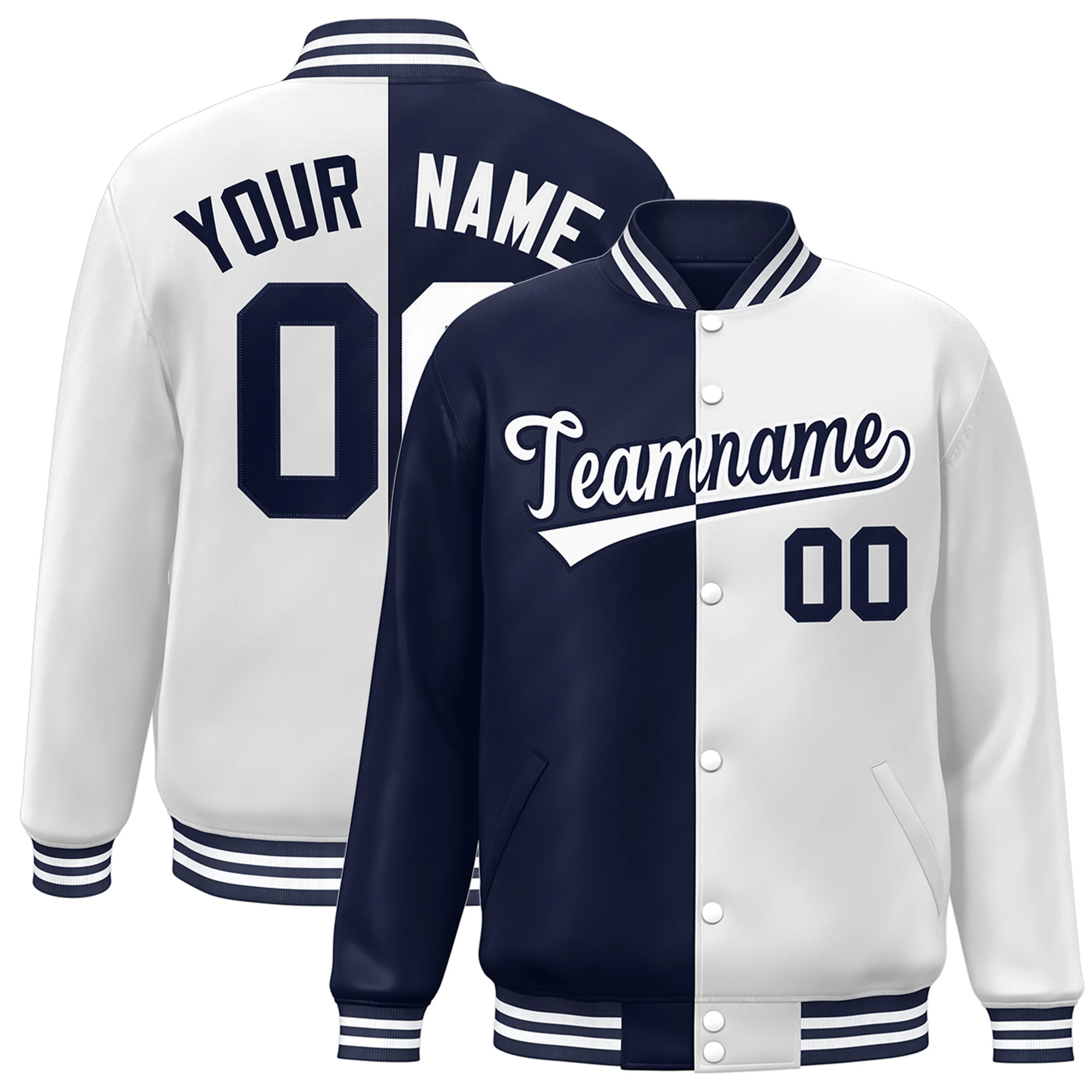 Custom Two Tone Baseball Jacket Full-Snap Unisex Jacket Personalized Stitched Name Number Logo Varsity Letterman Sport  Coat