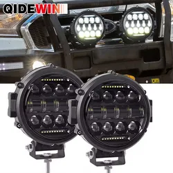 7-inch 60w Round Led Lights Spotlight Super Bright Offroad LED Work Light Bar Adjustable Mounting Bracket Daytime Running Light