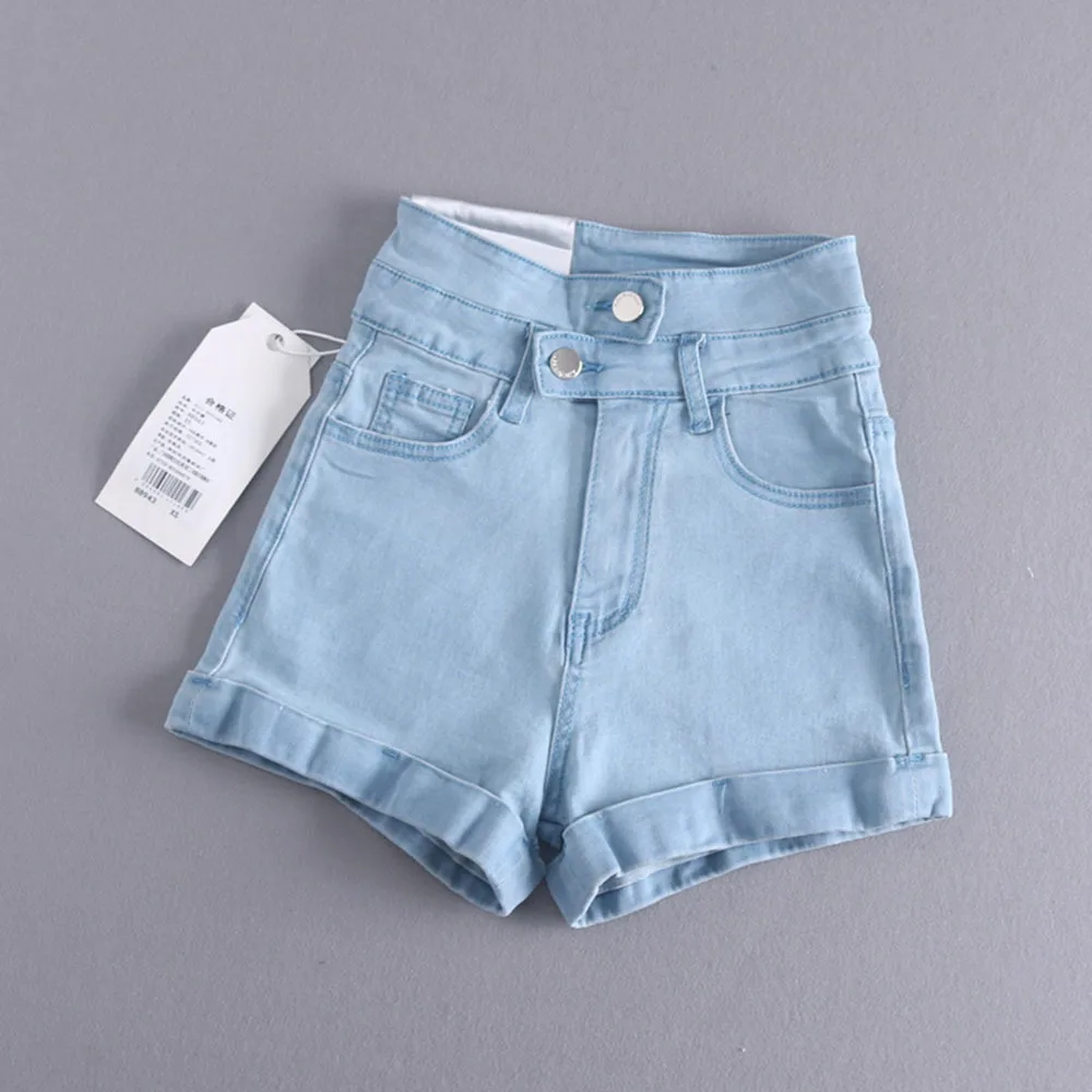 Chic Button High Waist Shorts 2024 Women Fashion Trend Blue Black Denim Shorts Woman Casual Rolled Hem Short Jeans Female Summer