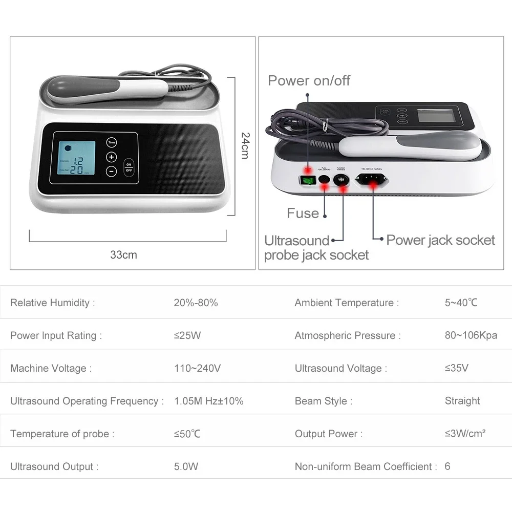 Dispositivo de ultrassom terapêutico para fisioterapia, máquina de terapia ultrassônica, alívio da dor muscular, ultrassom, massagem corporal, cuidados de saúde
