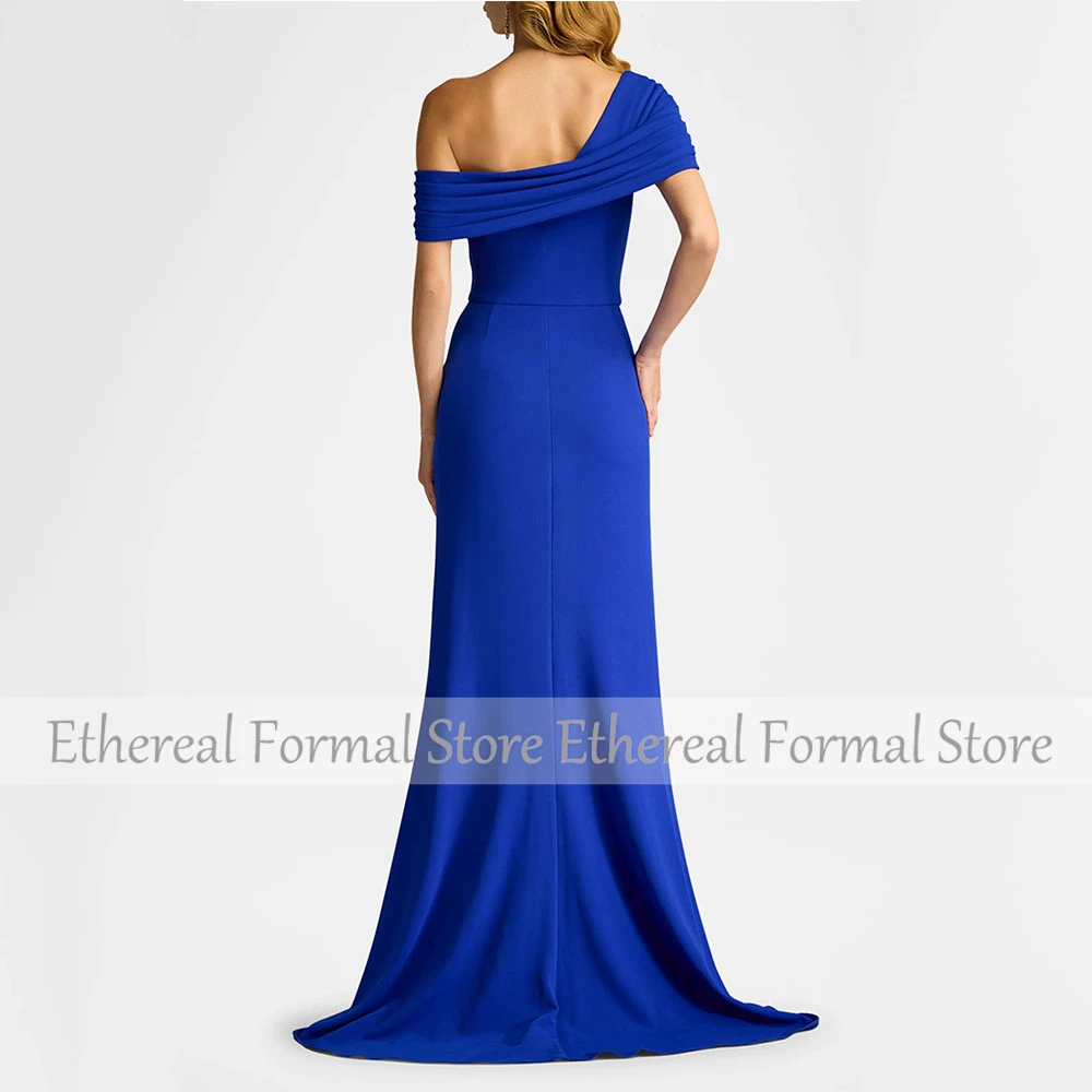 One-Shoulder-Abendkleid für Damen, Meerjungfrau, formelles Partykleid, Königsblau, bodenlang, Saudi-Kleid, ärmelloses Ballkleid