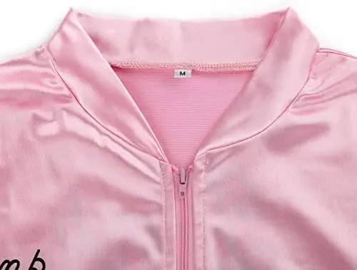 Damen 1950s rosa Damen Satin Fett jacke mit Halstuch Halloween Cosplay Kostüm Kostüm 50er Jahre Pudel modernen Mantel Anzug