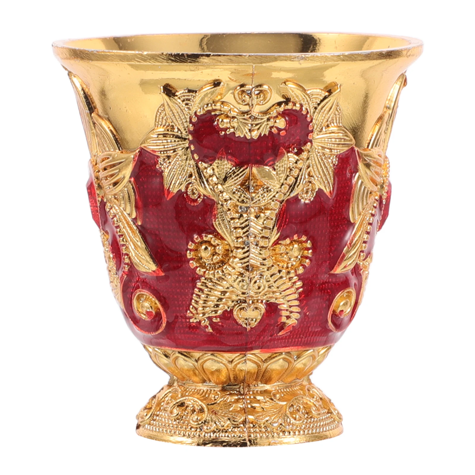 

Water Cup Banquet Chalice Elegant Holy Gold Drinking Goblet Flower Pattern Embossed Jeweled Bar Mugs