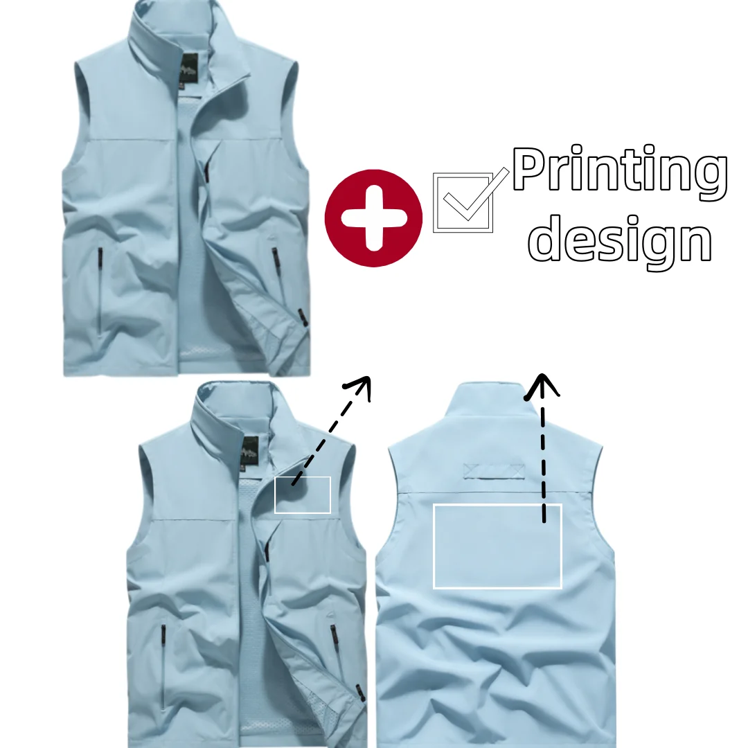 2026 New Fashion Men's Printing LOGO Vest Windproof Solid Sleeveless Jacket Motorcycle Ourdoor Waterproof Biker Vest